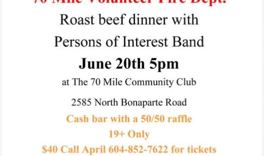 Poster - 70 Mile VFD Dinner and Dance