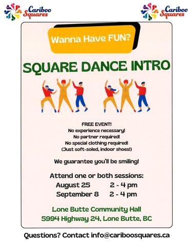 Poster - Square Dance Intro - August 25/September 8