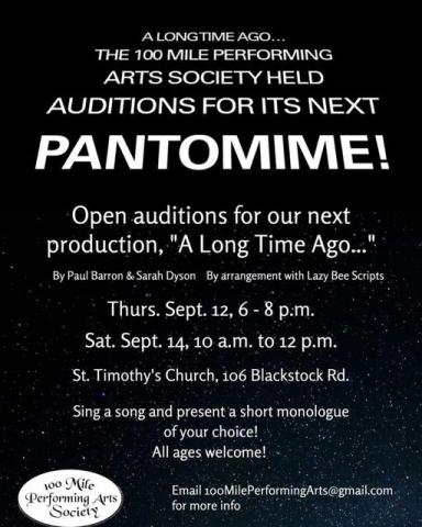 Poster - 100 Mile Performing Arts - Sept 12 and Sep 14